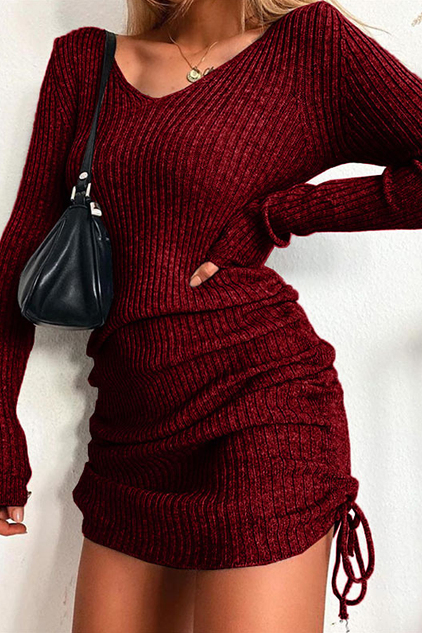 Zadie® | Bleistiftkleid mit V-Ausschnitt und Kordelzug