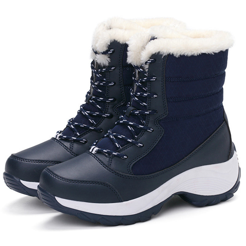 Winterschuhe Damen Stiefel | Mit Schnürung und Runder Kappe