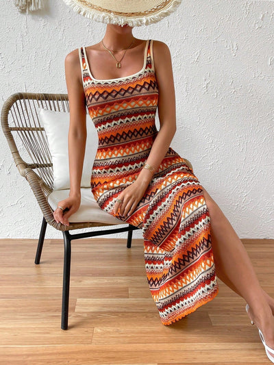 Strick-Maxikleid | Ärmellos & Figurbetont | Boho-Design