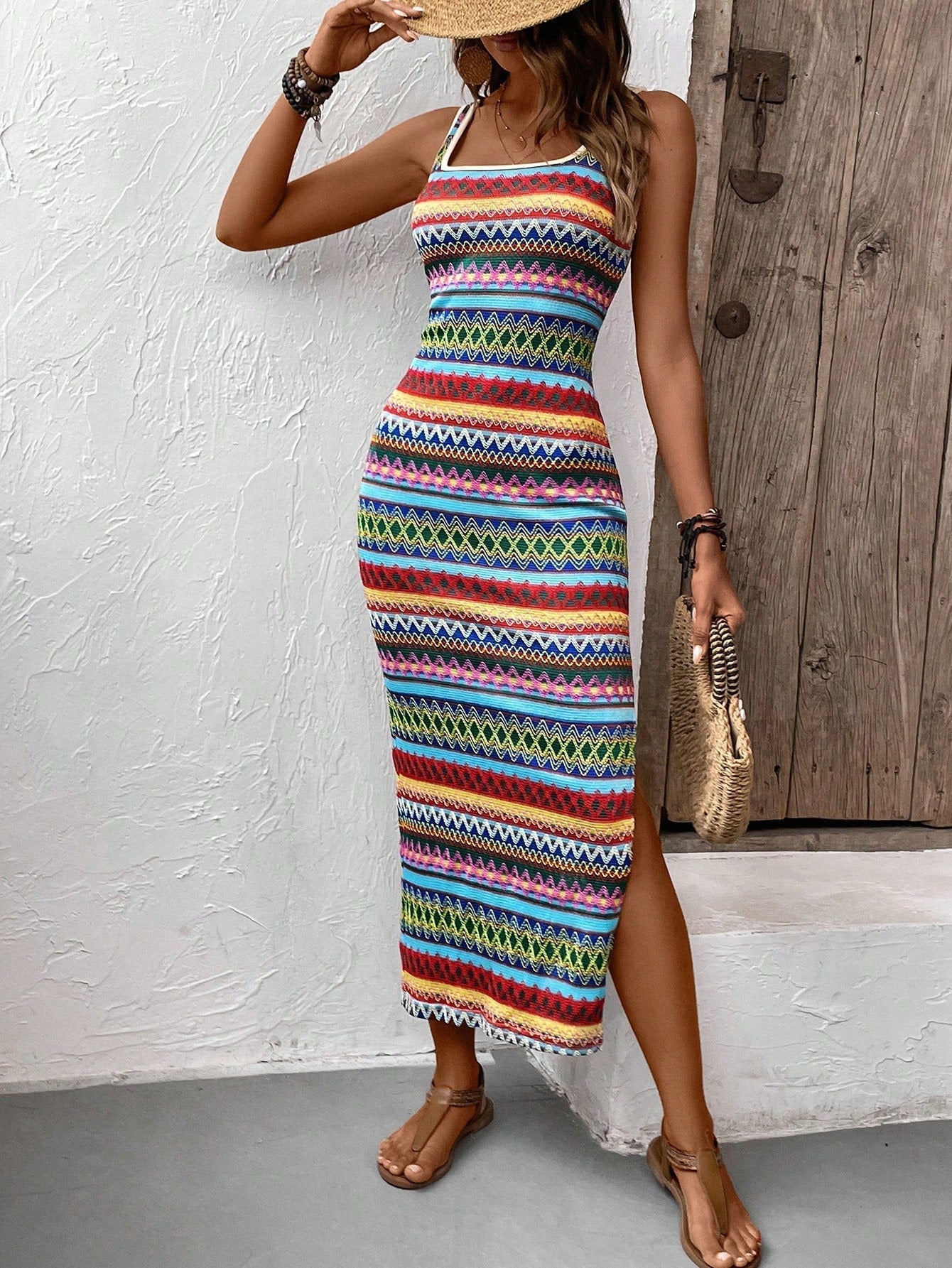 Strick-Maxikleid | Ärmellos & Figurbetont | Boho-Design
