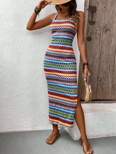 Strick-Maxikleid | Ärmellos & Figurbetont | Boho-Design