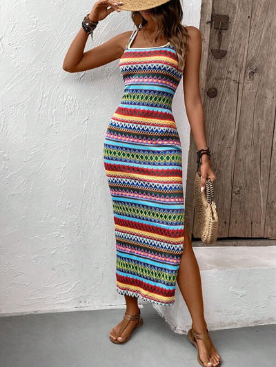Strick-Maxikleid | Ärmellos & Figurbetont | Boho-Design