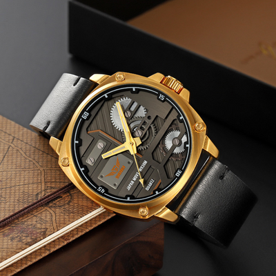 van Baerle® - Quarz Leder Herrenarmbanduhr