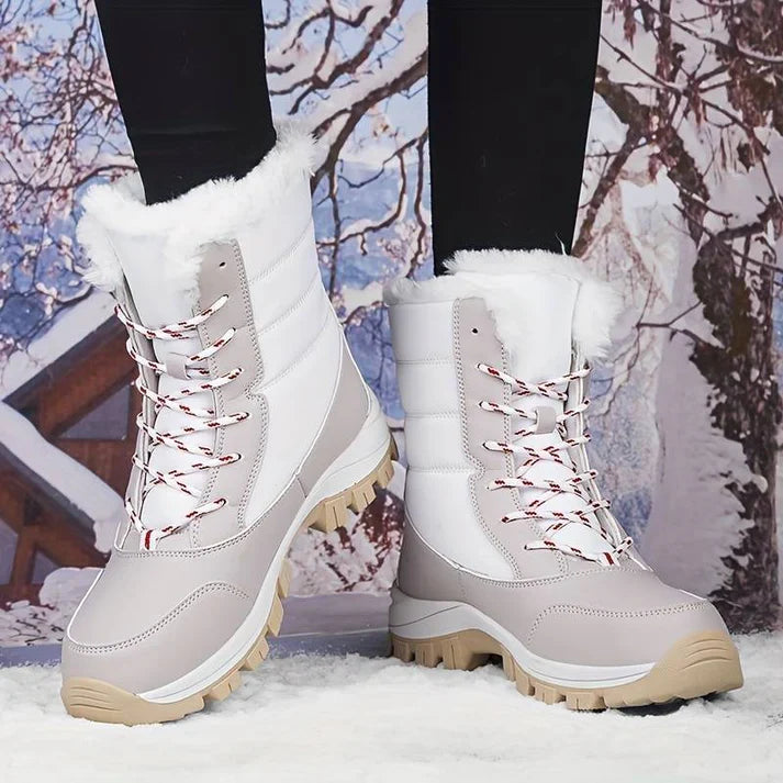 Wasserdichte Damen-Winterstiefel mit Kunstfellfutter – Warm, Rutschfest und Robust für kalte Tage