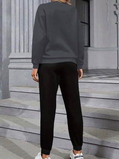 Bequemer Baumwollpullover Mit Katzenprint & Jogginghose Für Damen | Ideal für Herbst/Winter