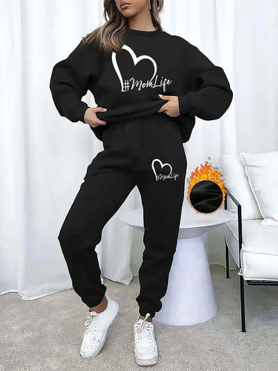 Stilvoller Pullover Mit Rundhals Und Alphabetdruck & Jogginghosenkleid Für Damen | Ideal für Herbst/Winter