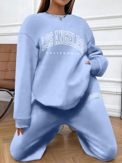 Vintage "Los Angeles" Print Pullover & Jogginghose Outfit Für Damen | Perfekt für Herbst/Winter