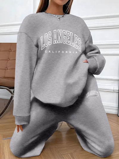Vintage "Los Angeles" Print Pullover & Jogginghose Outfit Für Damen | Perfekt für Herbst/Winter