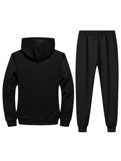 Warmer Fleece Gefütterter Trainingsanzug Mit Stehkragen Reißverschlussjacke Und Sporthose Für Herren | Perfekt für casual days