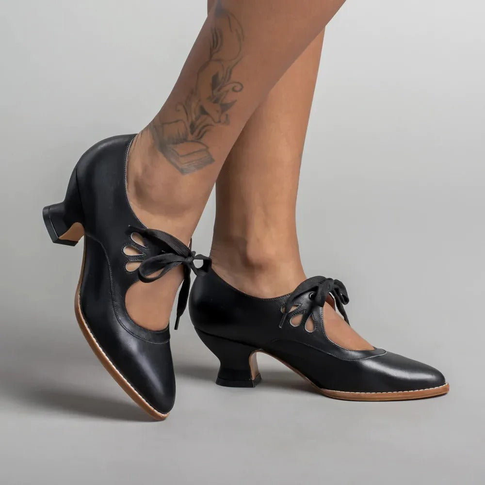 Dellia - Elegante Damen Retro Schuhe Niedriger Absatz