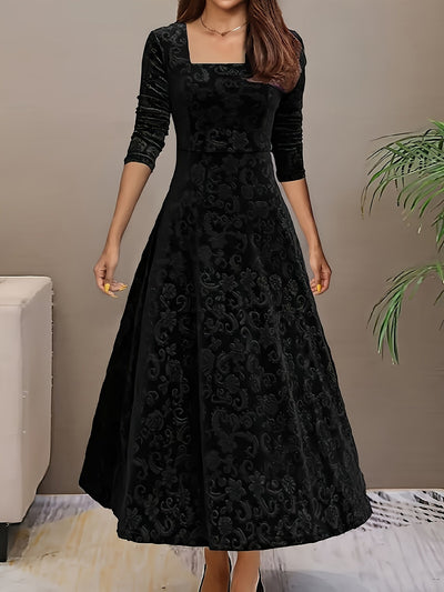 Stylische Baumwollblumenmusterformelle Kleid Für Damen | Für formelle Anlässe