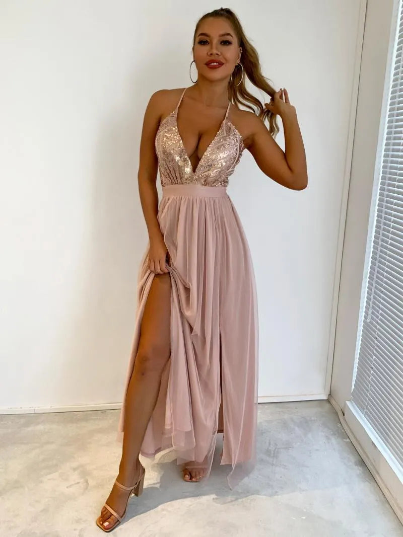 Velouxa™ – Damen Abendkleid mit Luxuriösem Mesh