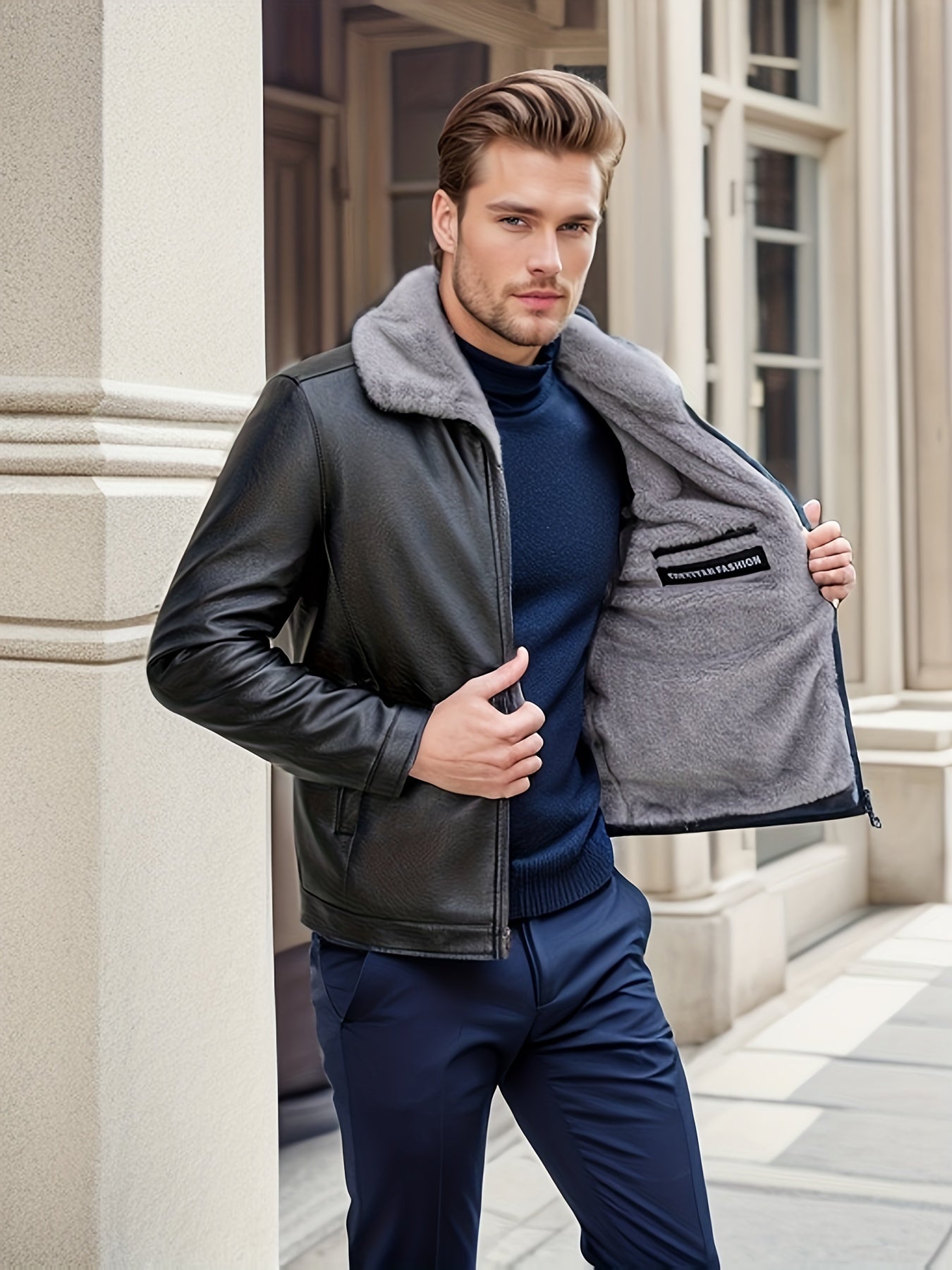 Warme Fleece Gefütterte Leder Winterjacke Für Herren | Ideal für Winter