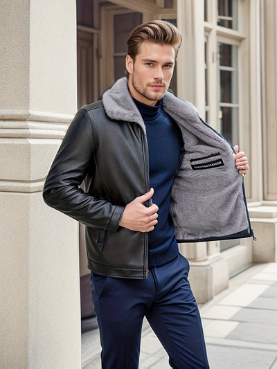 Warme Fleece Gefütterte Leder Winterjacke Für Herren | Ideal für Winter