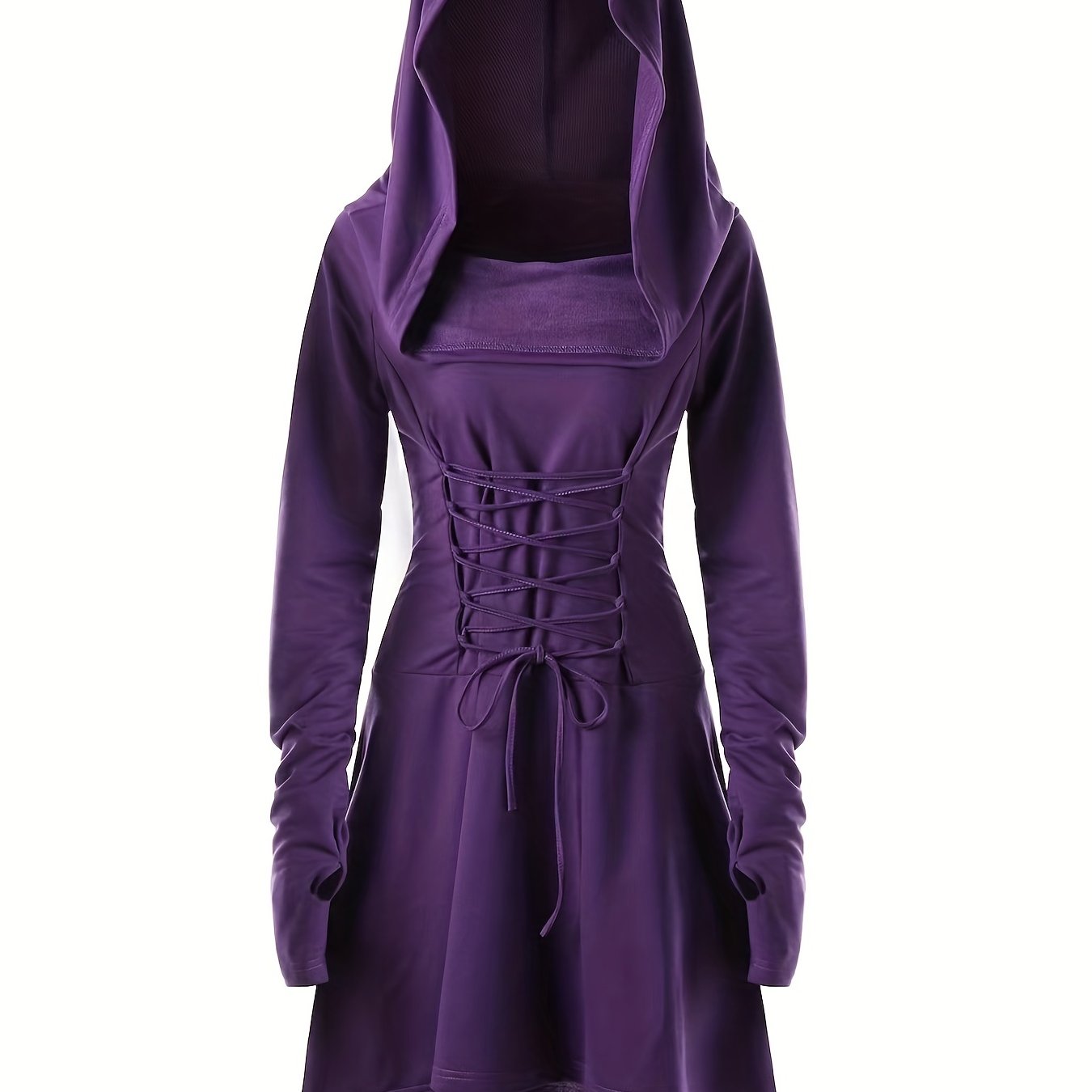 Damen Halloween-Kleid mit Kapuze | Schnürung & Asymmetrischer Saum