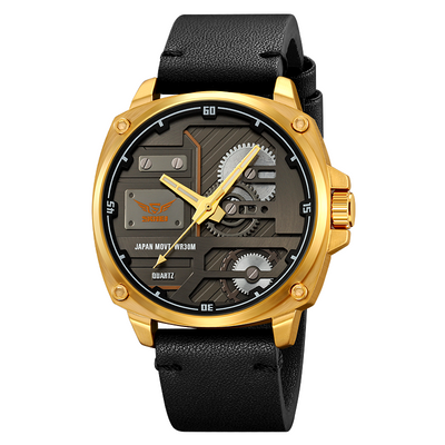 van Baerle® - Quarz Leder Herrenarmbanduhr
