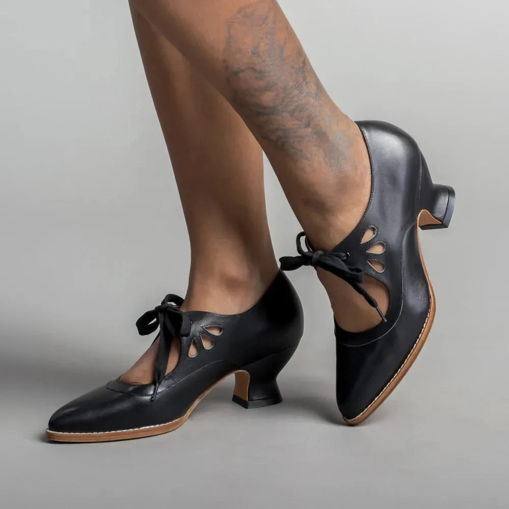 Dellia - Elegante Damen Retro Schuhe Niedriger Absatz