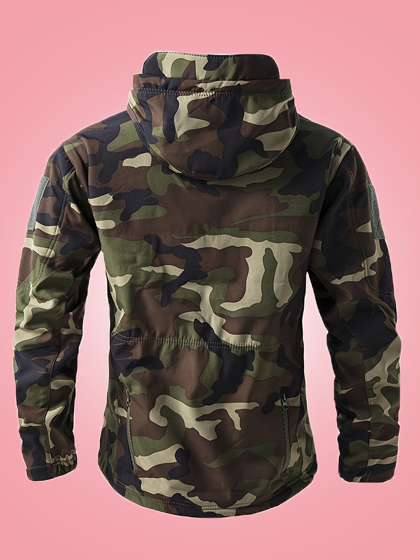 Warme Militärische Tarn-Windbreaker-Outdoorjacke Mit Reißverschlusstaschen Für Herren | Ideal für Outdoor-Aktivitäten