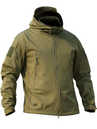 Taktische Fleece-Softshell-Kapuzenjacke Mit Reißverschlusstaschen Für Herren | Perfekt für Outdoor-Aktivitäten