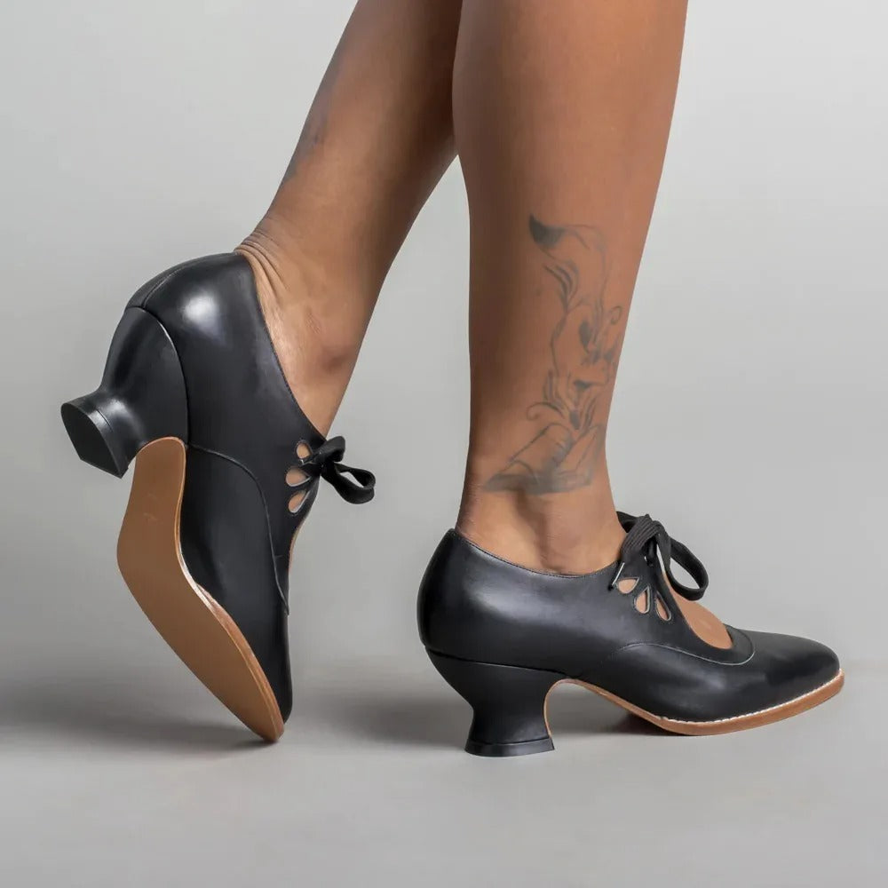 Dellia - Elegante Damen Retro Schuhe Niedriger Absatz