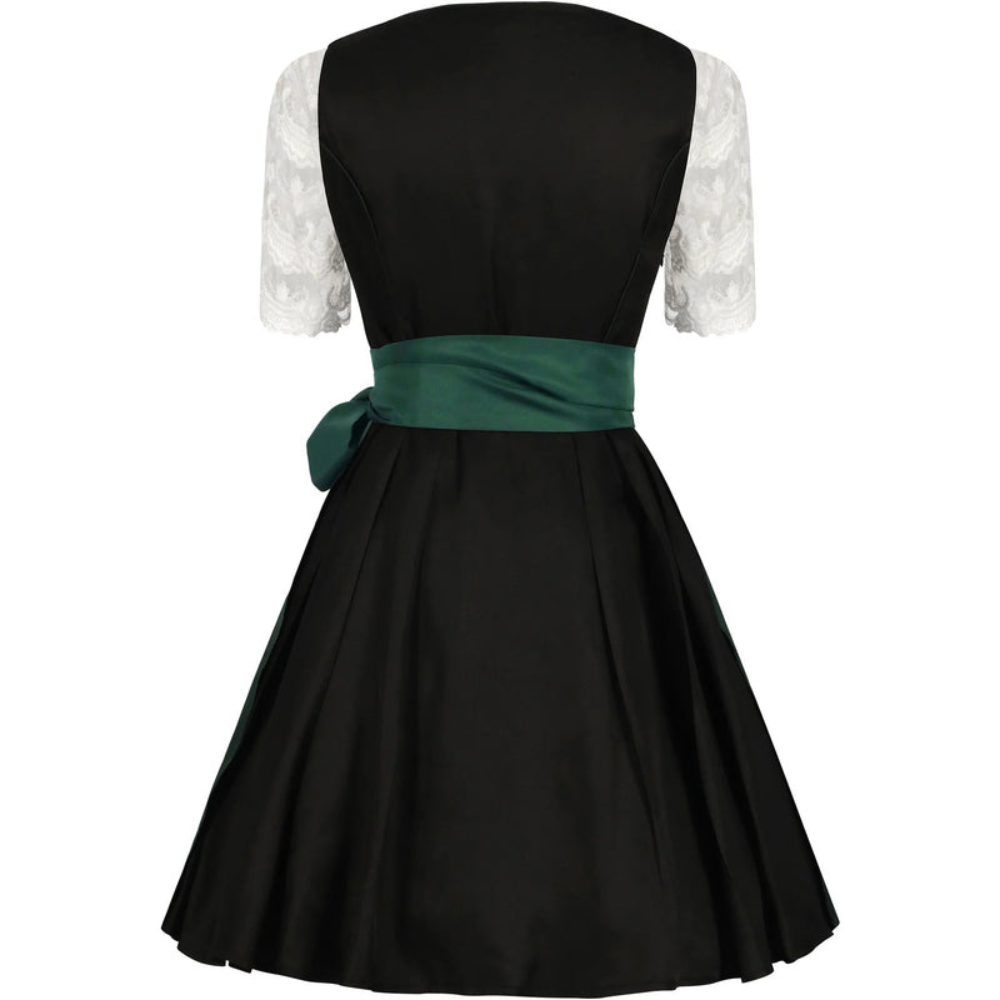 Damen Dirndlkleid mit Farbakzent | Klassisches Trachtenkleid in Grün-Schwarz