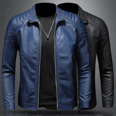 Warme Lederjacke In Einfarbig Für Herren | Perfekt für Alltägliche Anlässe