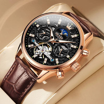 van Baerle® - Mechanische Automatikuhr mit Lederarmband