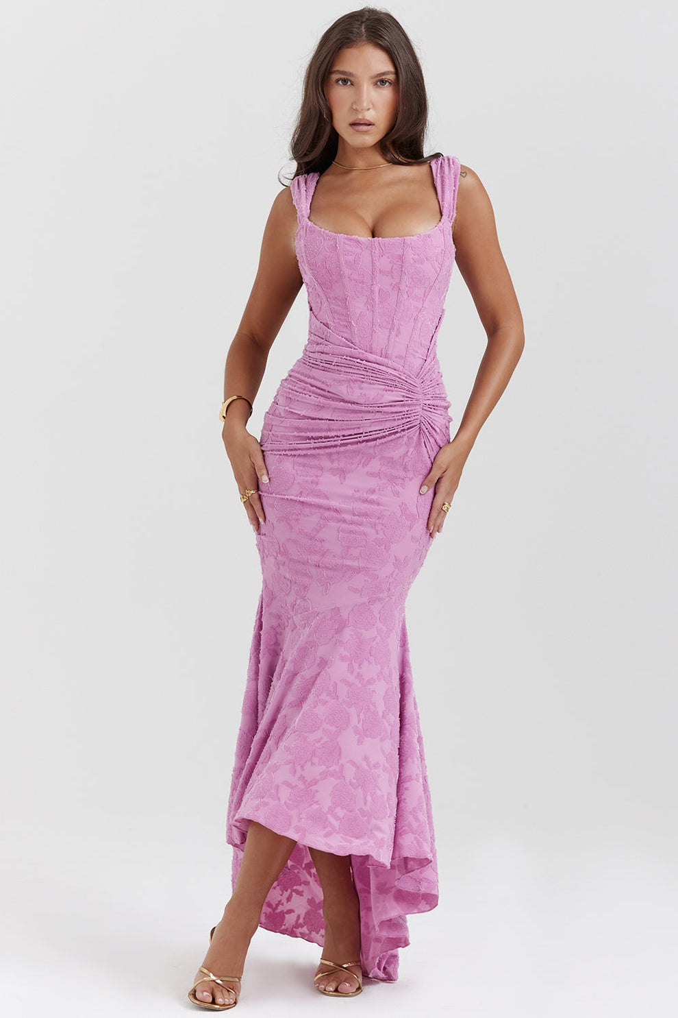 Spitzen-Maxikleid mit Drapierung | Romantischer Look | Feminine Eleganz