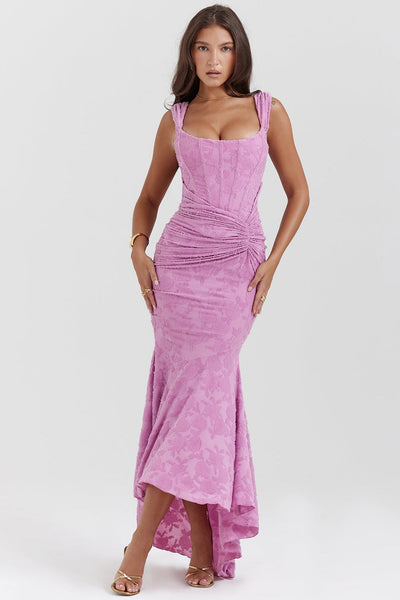 Spitzen-Maxikleid mit Drapierung | Romantischer Look | Feminine Eleganz