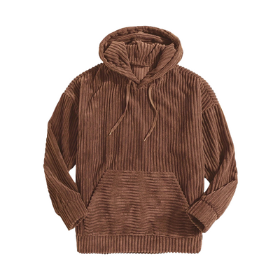 Strukturierter Cord-Kapuzenpullover mit Kängurutasche für Männer