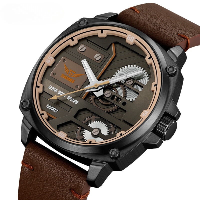 van Baerle® - Quarz Leder Herrenarmbanduhr