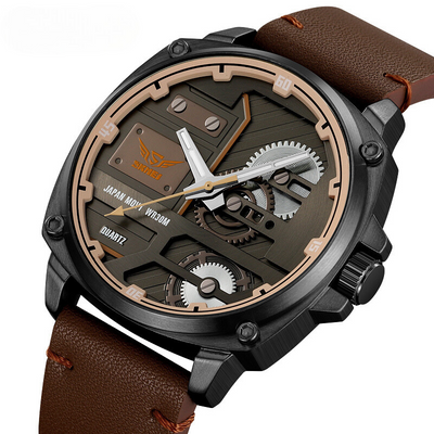 van Baerle® - Quarz Leder Herrenarmbanduhr