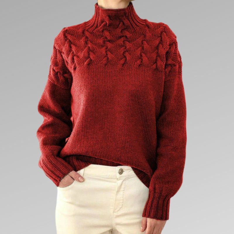 Strickpullover mit Zopfmuster | Hoher Kragen | Kuscheliger Komfort