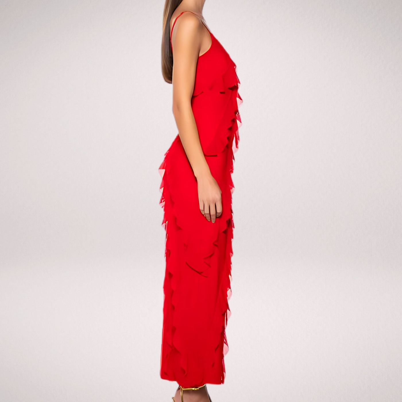 BelleRuffle™ – Elegantes Langes Damenkleid mit Volants