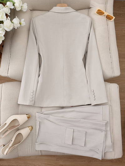 Elegantes Büro-Arbeits-Outfit-Set Mit Schal-Kragen Für Damen | Ideal für Büroanlässe