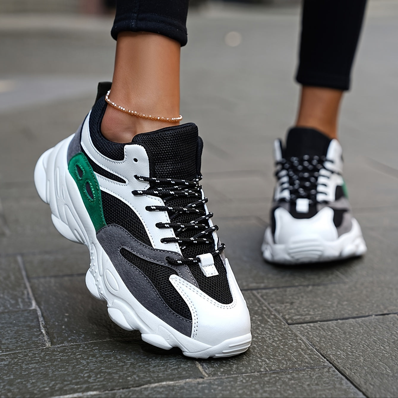Stylische Chunky-Sneaker mit Dicker, stoßdämpfender Sohle für Damen | Perfekt für den Alltag