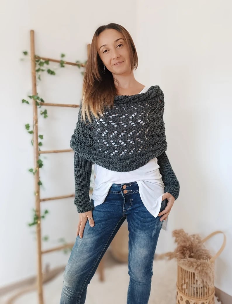 Bolero-Schulterwärmer | Grobstrick | Handgemachter Look