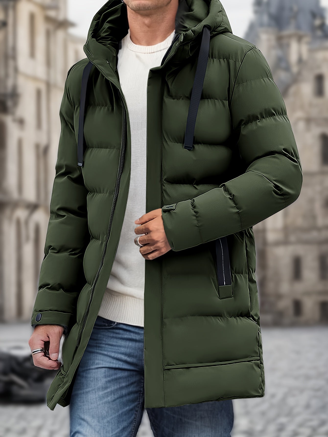 Casual Gepolsterte Kapuzen Puffer Winterjacke Für Herren | Perfekt für Outdoor-Aktivitäten