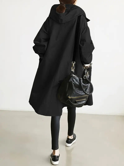 Wasserfeste Lange Stehkragen-Knopf-Regenjacke Für Damen | Ideal für den Winter