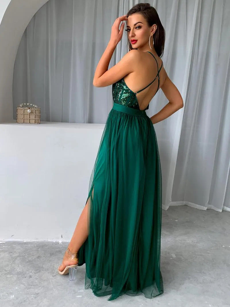 Velouxa™ – Damen Abendkleid mit Luxuriösem Mesh