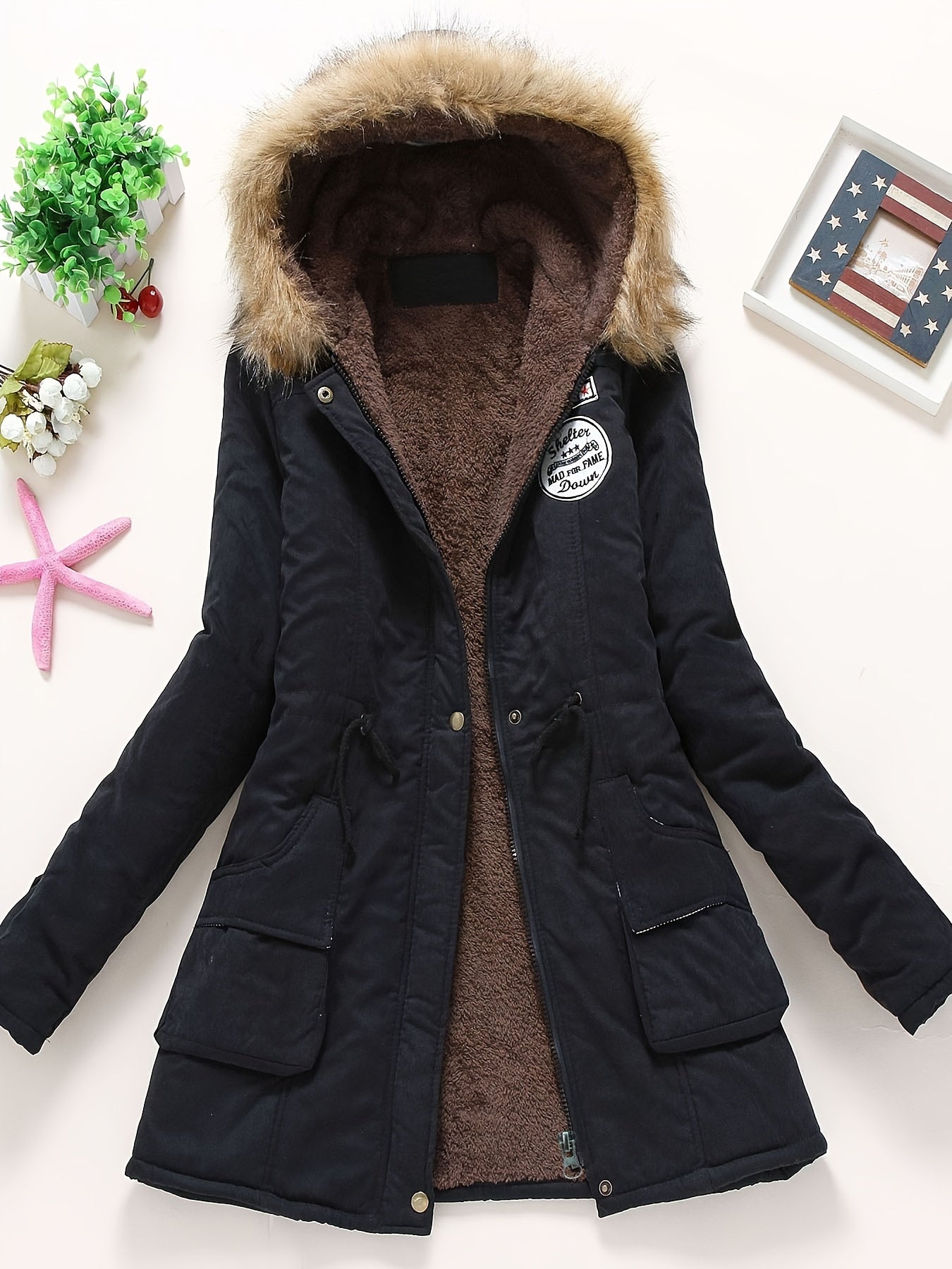 Gemütlicher Fleecegefütterter Kapuzen Wintermantel für Damen | Ideal für Herbst/Winter
