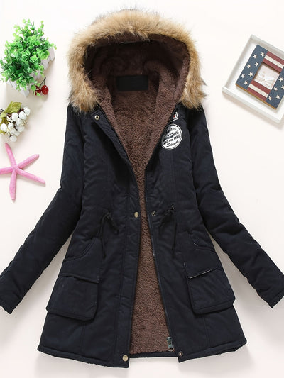 Gemütlicher Fleecegefütterter Kapuzen Wintermantel für Damen | Ideal für Herbst/Winter