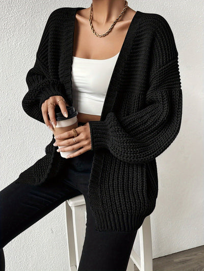 Lässiger gemütlicher grob gestrickter Drop-Shoulder Strickcardigan für Damen | Perfekt für Lässige Tage