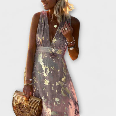 Almera – Leichtes Maxikleid mit goldenen Reflexen