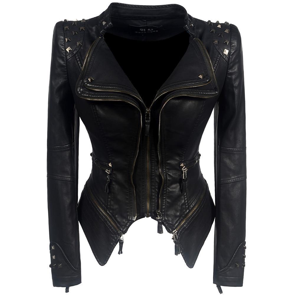 Bikerjacke Damen Slim Fit | Mit Reißverschluss für den Alltag