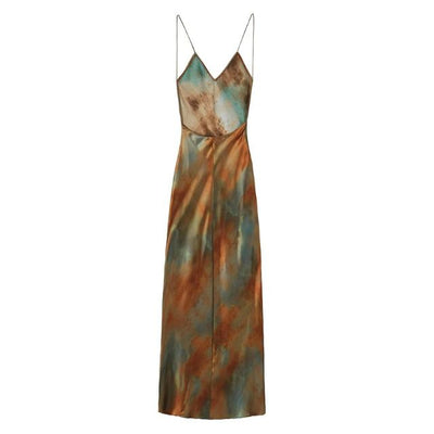 Bianca - Maxikleid mit Batik-Aquarell-Effekt | Cocktailkleid mit schmalen Trägern