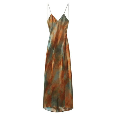 Bianca - Maxikleid mit Batik-Aquarell-Effekt | Cocktailkleid mit schmalen Trägern