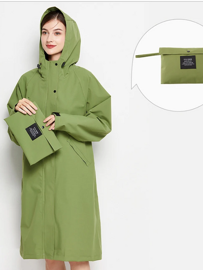 Damen Regenjacke mit Kapuze - Faltbare wasserdichte lange Jacke