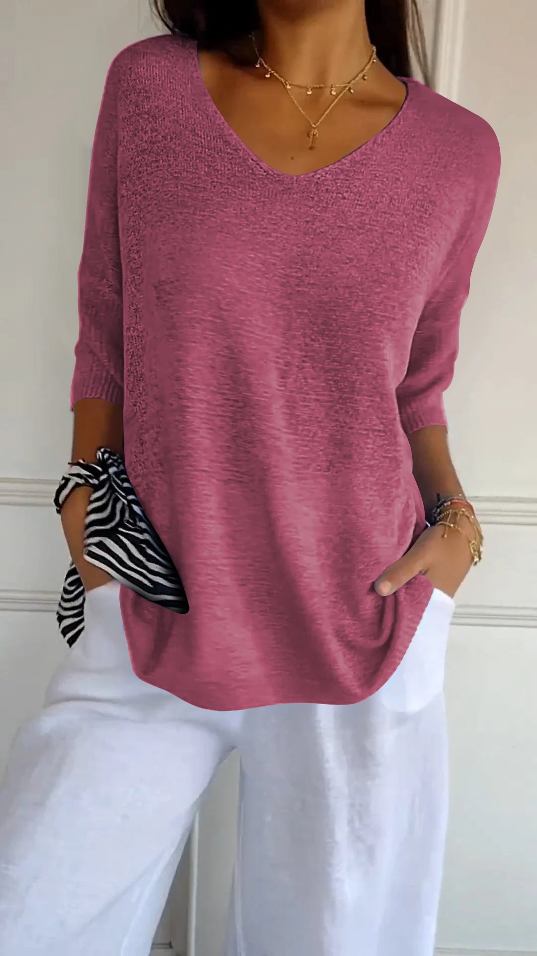Strickpullover mit V-Ausschnitt für Damen