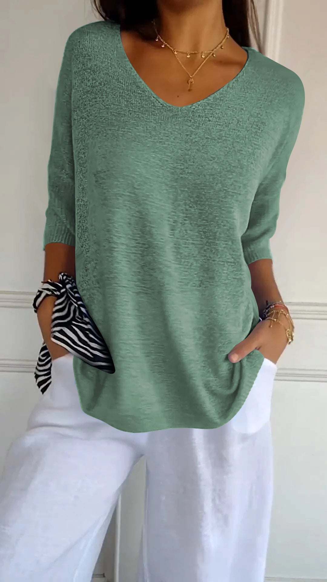 Strickpullover mit V-Ausschnitt für Damen